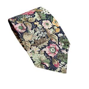 Floral Pattern Mens‎ Neck Tie By Beans McGee 100% Cotton Made in USA Standard